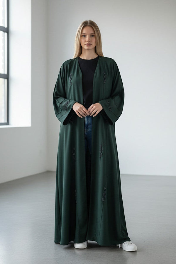 Embellished Open Front Abaya