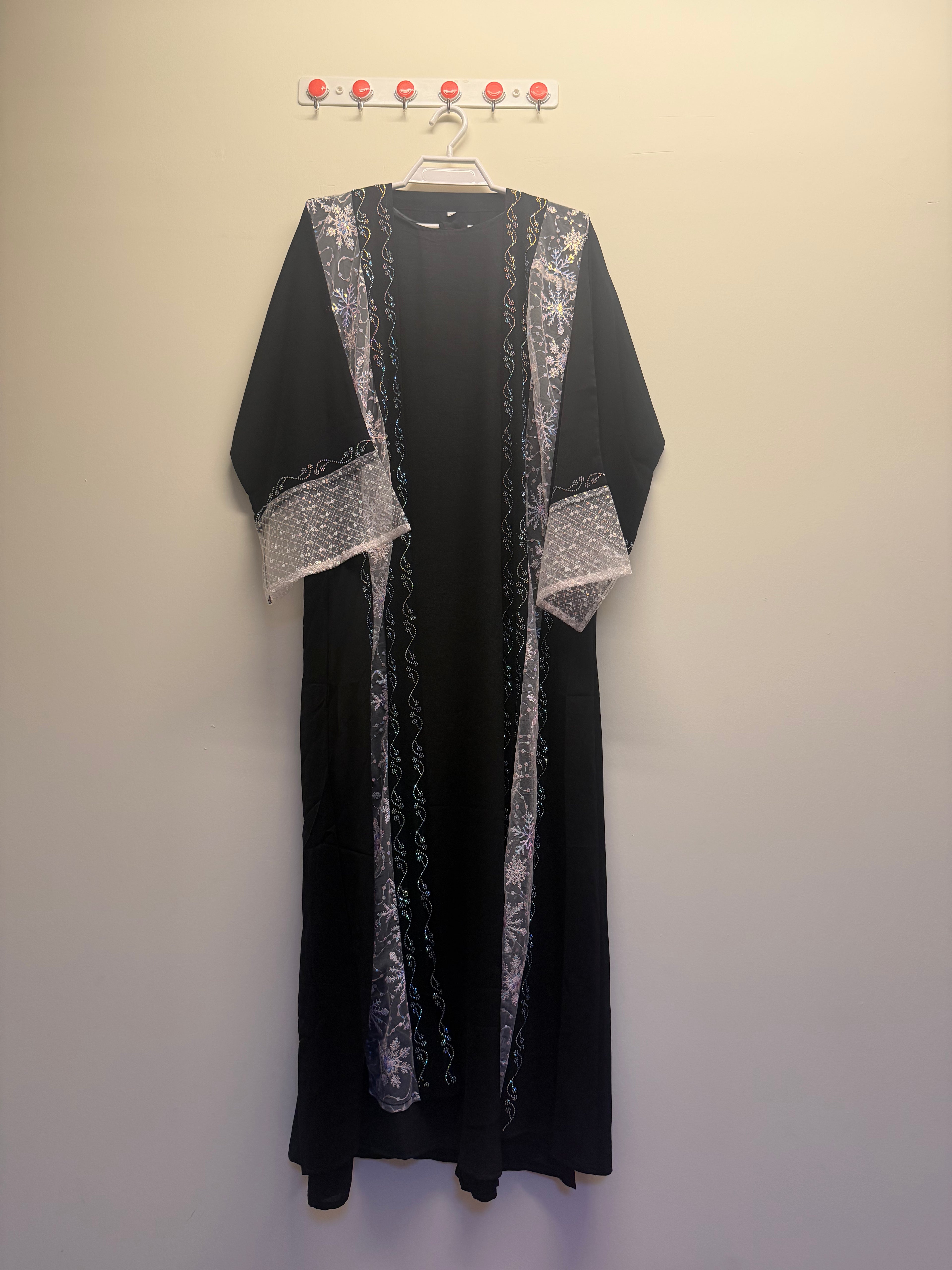 Black Floral Printed Abaya