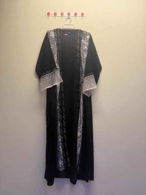 Black Floral Printed Abaya