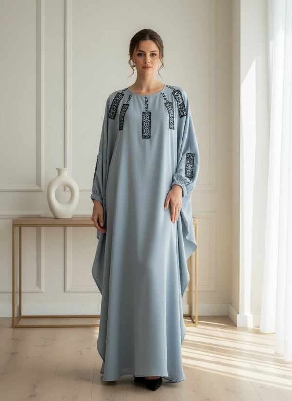 Light Grey Embellished Abaya
