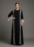 Black Floral Printed Abaya